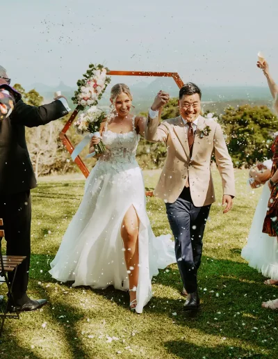 Petal Confetti on Newly Wed Couple